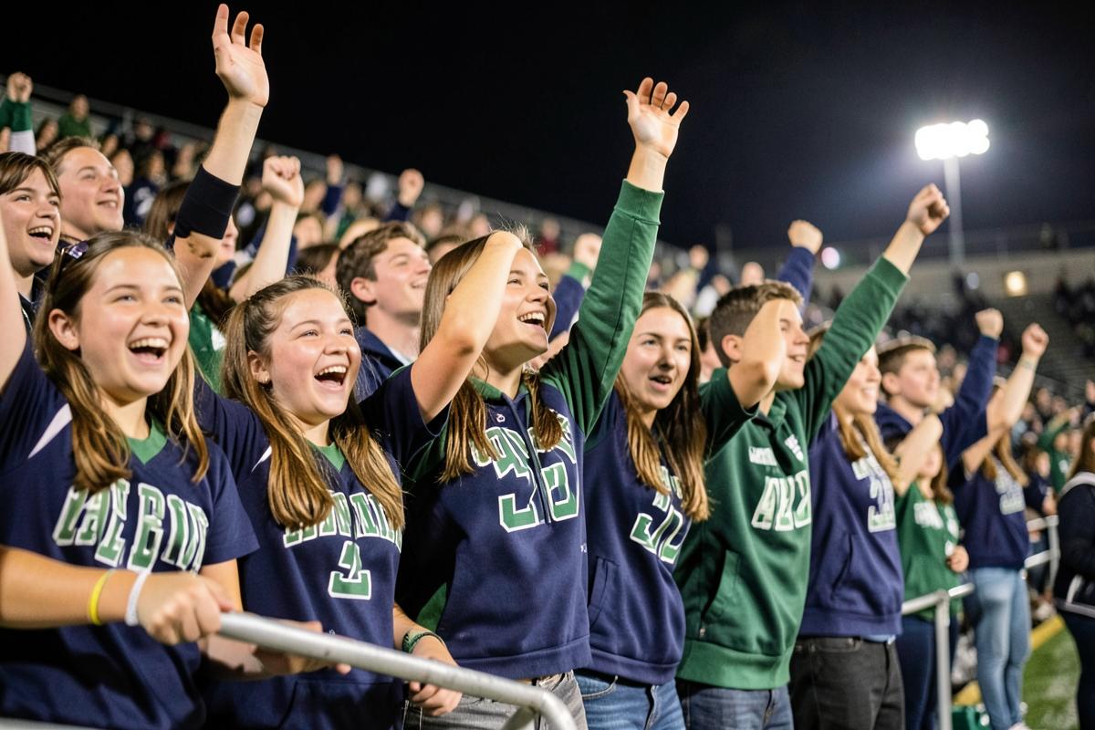 Students cheering at a night game (sample photo)
