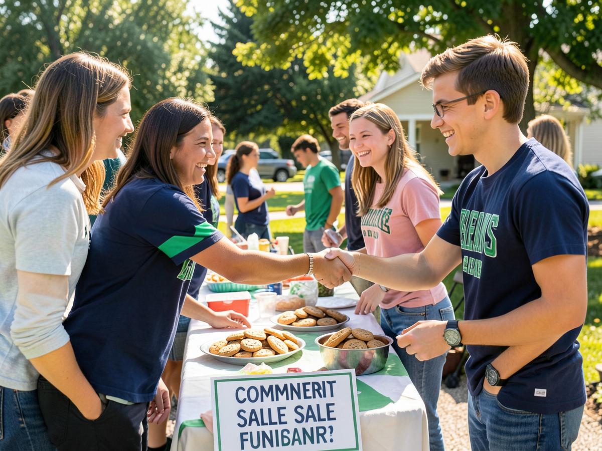 Students volunteering at a community bake sale (sample photo)
